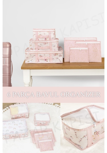 Baby Lüks 6'lı Bavul Organizer Seyahat Çantası Pembe