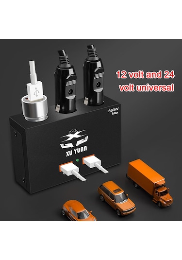 Shineyee 3 Lü Hızlı Şarj Aleti: 12v/24v Evrensel, 2 Usb Ve 3 Çakmak Girişli, Taşınabilir Araç Şarj Cihazı