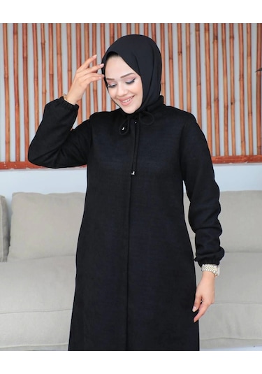 Şönil Kumaş Kışlık Comfort Ferace / Siyah - F0501 Siyah