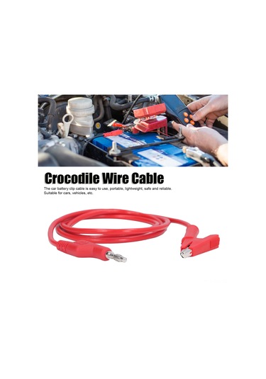 Wezone J.70035-1 4mm Kırmızı Elektrik Test Kablosu, Muz Soketli Ve Krokodil Klemli, Esnek Silikon Halka, Araç Aküsü Ve Projeler İçin 20a 3000v