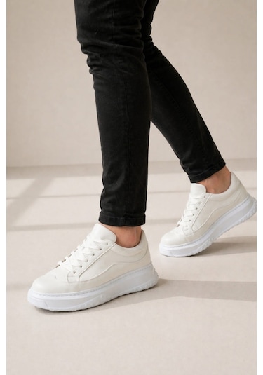 Aymood Jy507 Dara Bağcıklı Cilt Erkek Günlük Sneaker Ayakkabı Cbt Beyaz