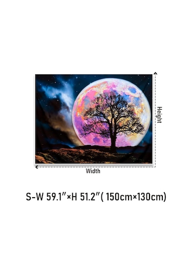 Blacklight Ay Goblen Uv Reaktif Galaxy Uzay Goblen Trippy Dağ Ağacı Goblen Yıldızlı Gece Gökyüzü Goblen Duvar Asılı