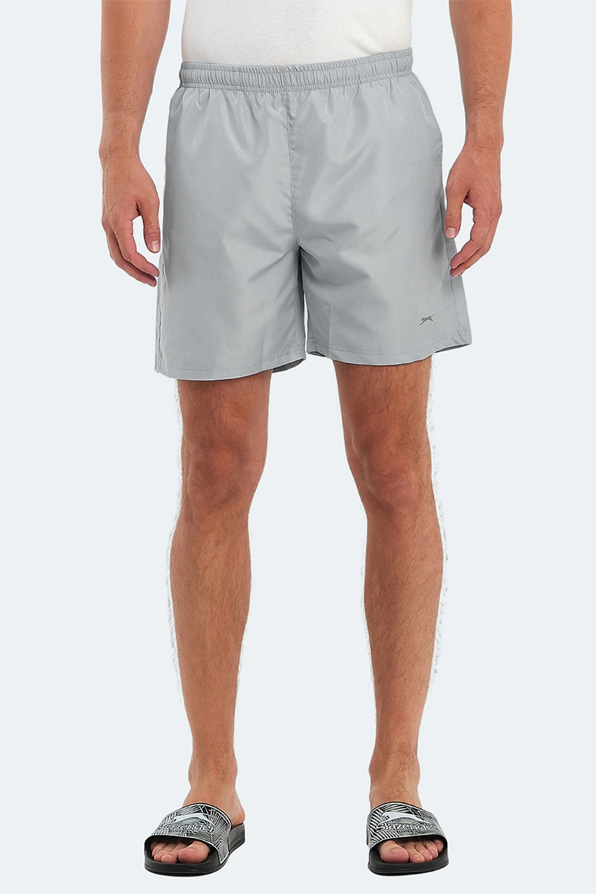 Slazenger Rabı 2 Li Set Erkek Cepli Deniz Şortu Gri - Kırmızı Mayo Gri - Kırmızı