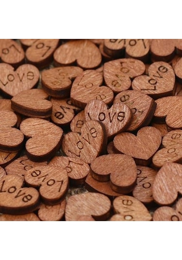 100 Adet Ahşap Aşk Kalp Düğmesi Düğün Masa Dağılımı Konfeti Dekorasyon El Sanatları Love Letter