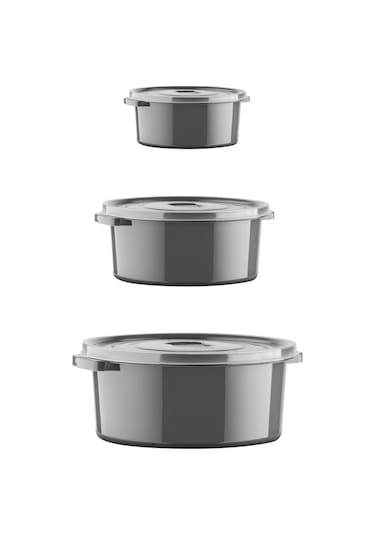 Nandy Home Mikrodalga Ve Difrizde Kullanılabilen Saklama Kabı Seti Yuvarlak 24'Lü Antrasit