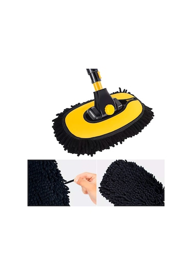 Ezere Ls-426 Teleskopik Araç Temizleme Fırçası Oto Yıkama Paspas Siyah.Sari