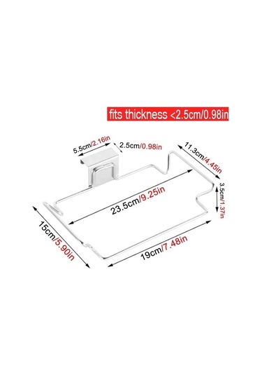 Honmex Çelik Çöp Poşeti Tutucu, Mutfak Kapısı Arka Paneli, Uyumlu Dekor, Kolay Kurulum, Boşluk Tasarrufu Gümüş