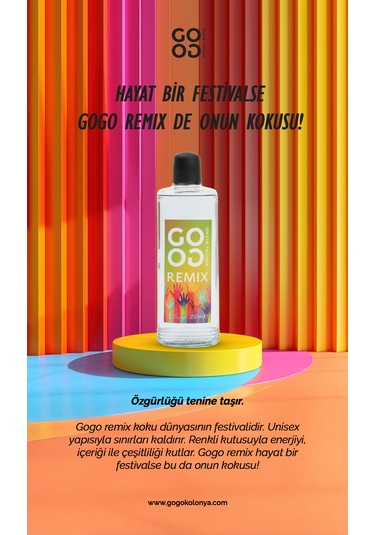 Gogo Remix Kolonya 250ml Cam Şişe