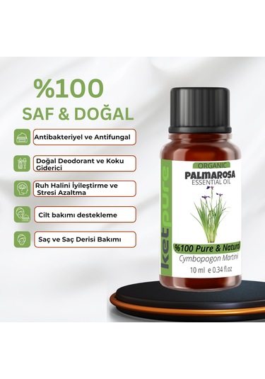 Ketpure Organik İçerikli Palmarosa Uçucu Yağı 10 ML