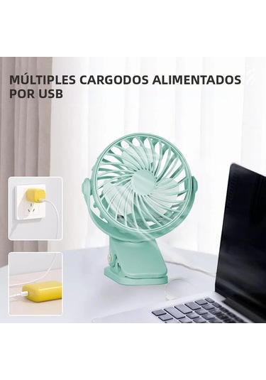 Mini Taşınabilir Usb Şarj Edilebilir Döndürülebilir Klipsli Masa Vantilatörü Mavi