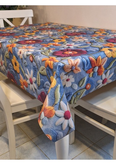 Kumaş Dokulu Tabanı Silikonlu Yıkanabilir Silinebilir Ütülenebilir Kaymaz Dekoratif Masa Örtüsü Brs020 Çok Renkli