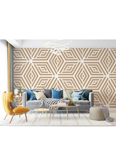 Pastel Renkli Geometrik Desenli Duvar Kağıdı-5784 Çok Renkli