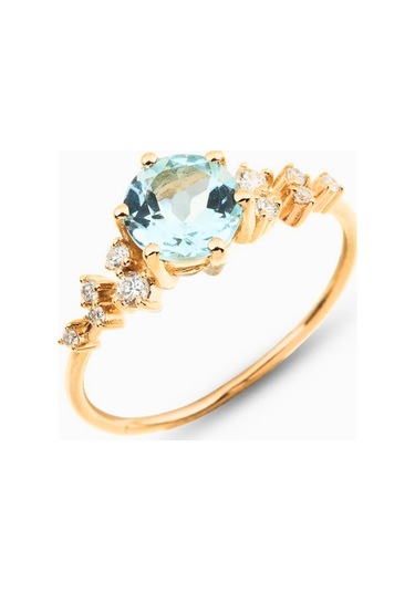 14 Ayar Altın Minimal Akuamarin Yüzük Altın