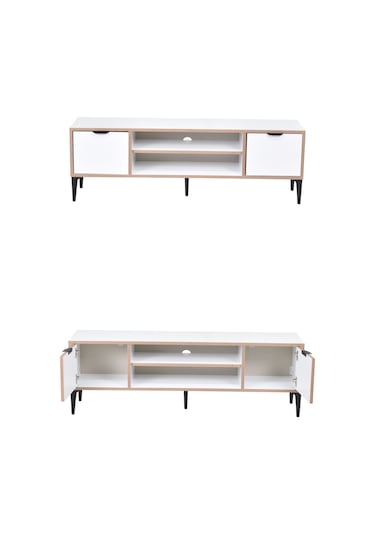 Vilinze Arden 140 Cm Kapaklı Raflı Tv Ünitesi Beyaz