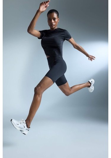 DeFactoFit Siyah Yüksek Bel Beli Saran Biker Esnek Kısa Basic Düz Sporcu Tayt Z6741AZ25SPBK81 SiYAH