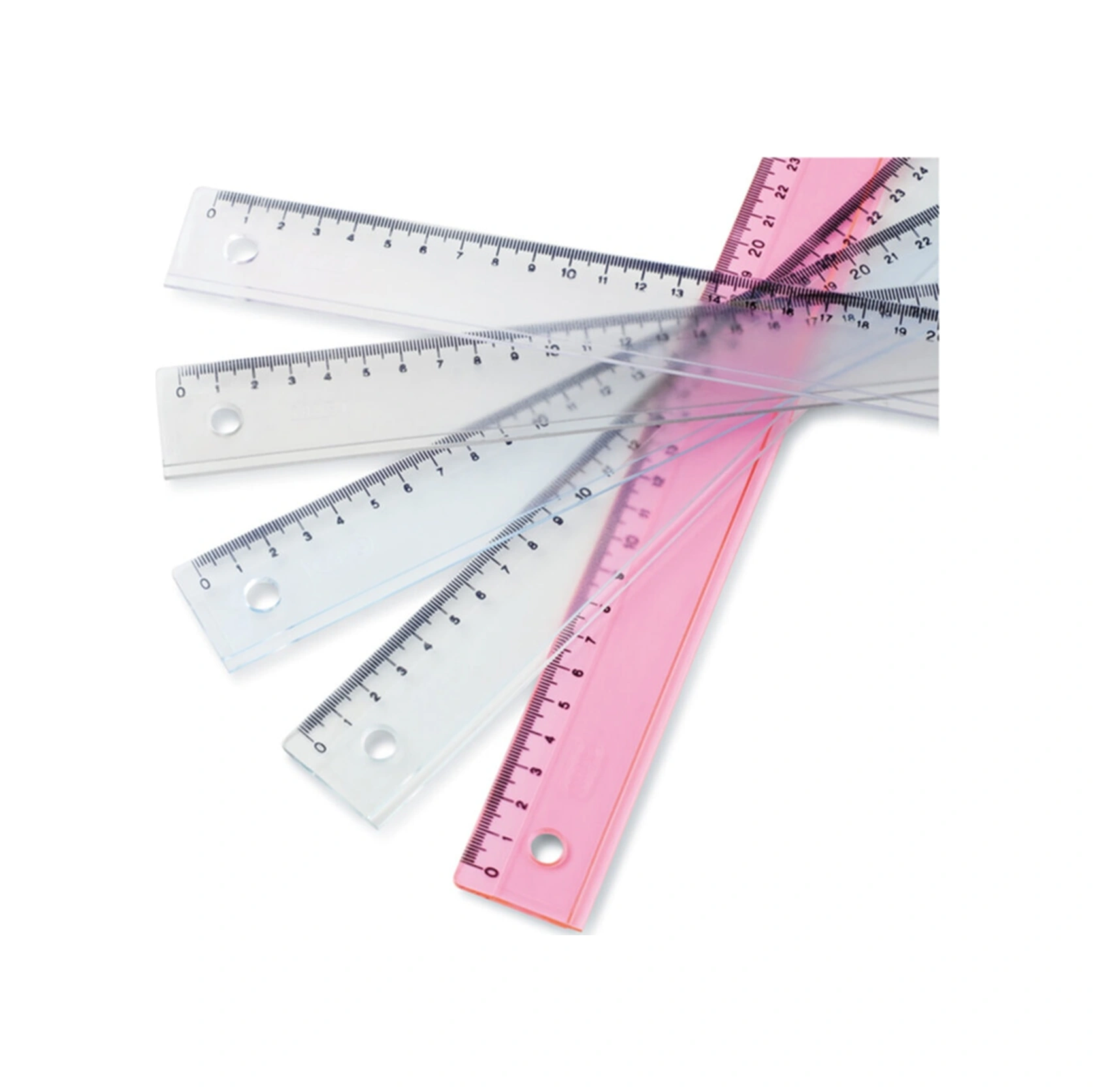Plastik Cetvel 30 Cm Rakamlar Pres Baskıdır Renkli 24 Lü Paket Karışık