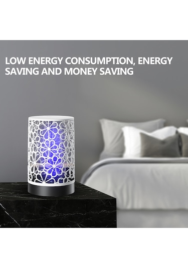 Xindoker Ev İçin Usb Şarjlı Led Elektrikli Sinek Öldürücü, Pürplü Işık Dalgalarıyla Yüksek Tutma Verimi, Avrupa Stili Çiçek Sepeti Desenli Siyah