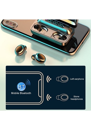 Prestigegoods F9-5c Bluetooth Kulaklık: Dijital Gürültü Azaltma, El Kayışı, 220 Saat Pil