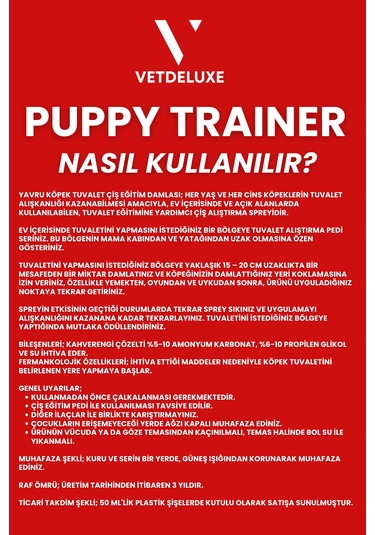 Vetdeluxe Puppy Trainer Yavru Köpek Tuvalet Eğitim Spreyi Çiş Eğitim Damla 50 ML