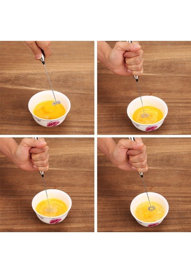 Kangvka El Tipi Elektrikli Çelik Süt Köpürtücü Kahve Karıştırıcı Pil Dahil Değil Gümüş