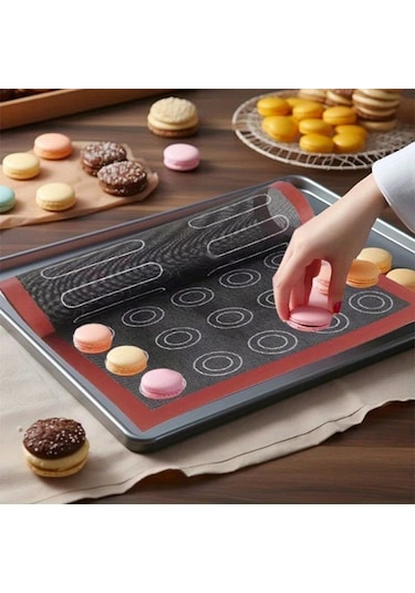 Chuangyinshop Kırmızı Siyah Silikon Pişirme Matı Yapışmaz Ve Yeniden Kullanılabilir Fırın Altlığı Kırmızı-siyah