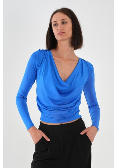 Alexandergardı Degaje Yaka Dökümlü Bluz Siyah