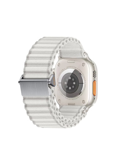 Watch 10 46mm Uyumlu Zore Krd-123 Naylon Kumaş Hasır Örgülü Kordon-beyaz