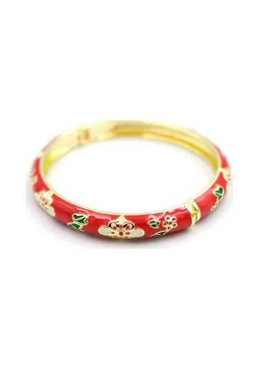 Mineli Çiçekli Bilezik - Kırmızı Çok Renkli