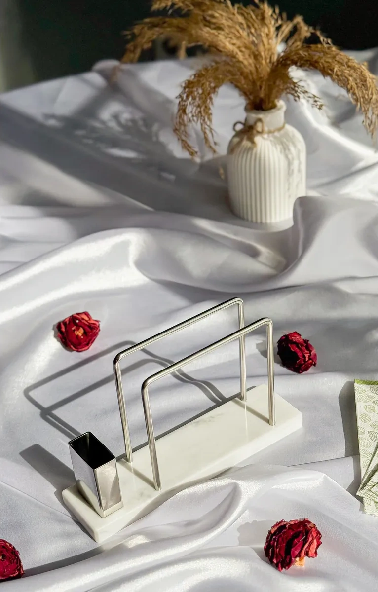 Mars Mramor Mutfak Masası İçin İç Dekorum Peçetelik 276927353 Soğuk Beyaz