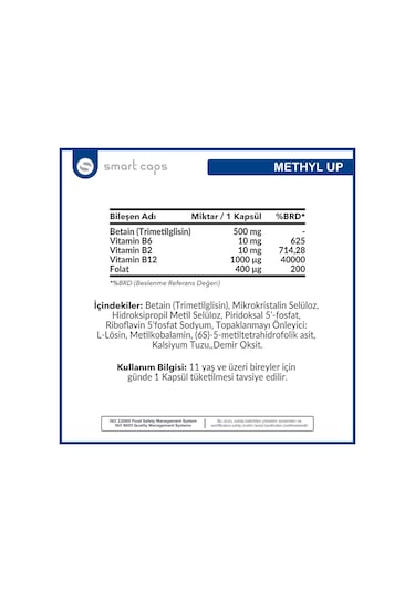 Smartcaps Methylup Active B Comlex Tmg 60 Kapsül
