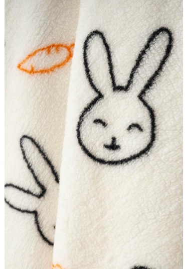 Bebitof Sevimli Tavşan Desenli Peluş Battaniye Bbtf.ekr.95077 Ekru