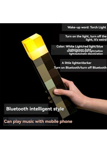 Maoyaya Minecraft Lambası: Şarj Ed., Sesli, El İle Sallan., Çocuklar İçin Parlak Sarı Sarı