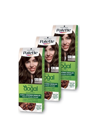 Palette Kalıcı Doğal Renkler Saç Boyası 4 - 0 Kahve X 3 Adet