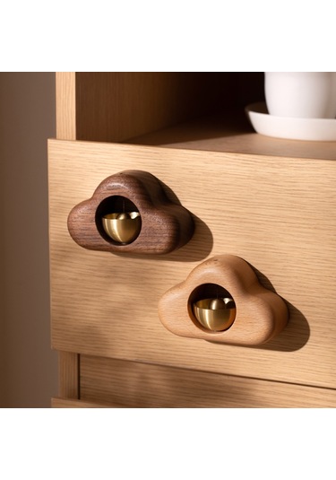 Sones Emiş Kapısı Rüzgar Çanı Manyetik Emiş Kapı Zili Ahşap Dekorasyon, Renk: Kayın