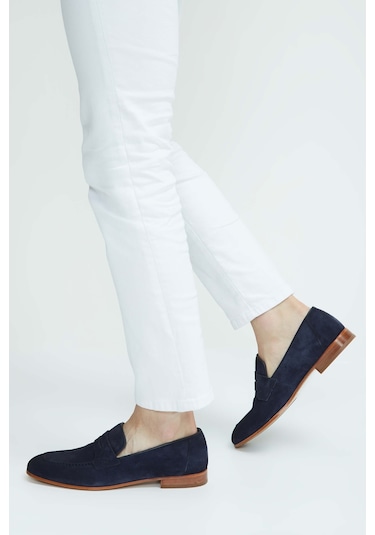 Tamer Tanca Erkek Hakiki Deri Lacivert Süet Loafer Ayakkabı 183 27305 Erk Ayk Sk23/24 Lacı Suet Lacivert