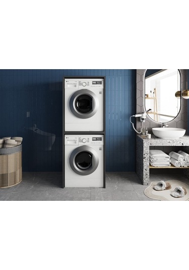 Bohem Çamaşır Ve Kurutma Makinesi Dolabı Banyo Dolabı Füme Füme