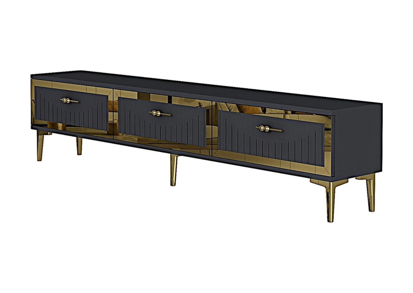 Tsa1802ag - Tuna Tv Stand, Tv Sehpası Antrasit-gold 180cm Antrasit