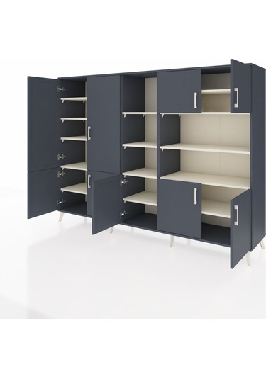 Hyperion Dolap 14 Raflı 9 Kapaklı 220x44x163 Antrasit-antrasit/ay Antrasit-antrasit/aytaşı