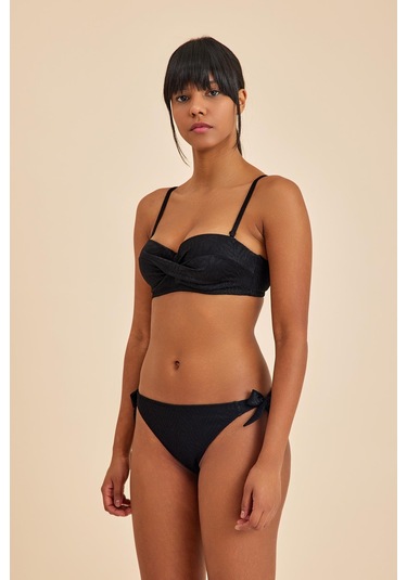 Bali Siyah Dolgulu Straplez Push-up Bikini Takım Siyah