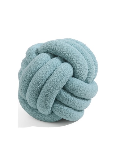 Düğümlü Top Atmak Yastık Kuzu Yün Rulo Kanepe Atmak Yastık 28cm-13 Ekru