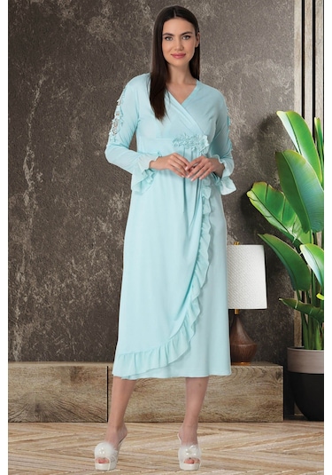 Mecit Pijama Mecit 5522 Turkuaz Lohusa Gecelik