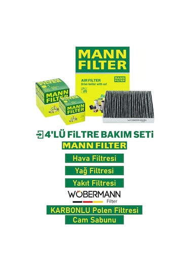 Wöbermann+mann Fiat Punto 1.3 Multijet Filtre Bakım Seti 2004-2010 4k