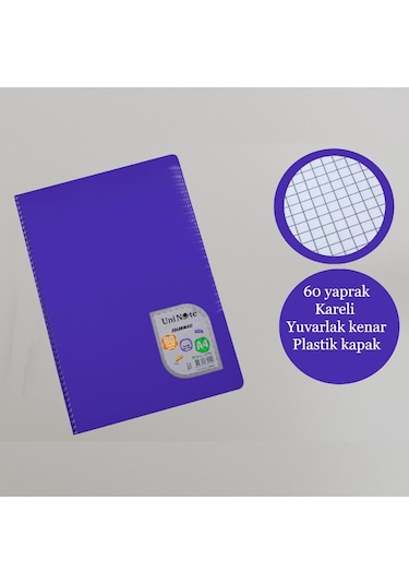 Çınar A4 60 Yaprak Colormaxi Spiralli Defter Plastik Kapak Kareli 1 Adet