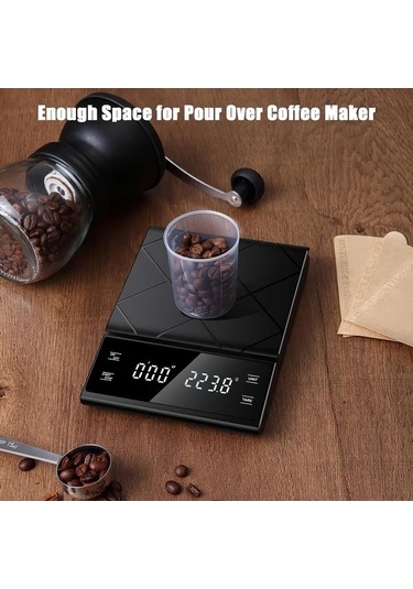 Fastbuy Wangxi Siyah Yüksek Hassasiyetli Kahve Terazisi - Ev Mutfağı İçin Espresso Ve French Press Fincanlar Uygun Siyah