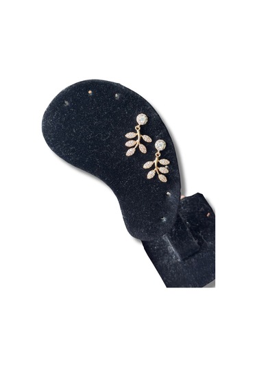 Bronz Renkli Minik Yapraklı Çelik Küpe Sarı