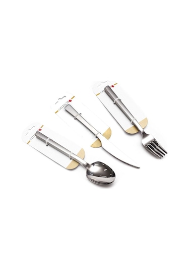 Gelincik 72 Parça Kaşık Çatal Bıçak Takımı 12 Kişilik Gri