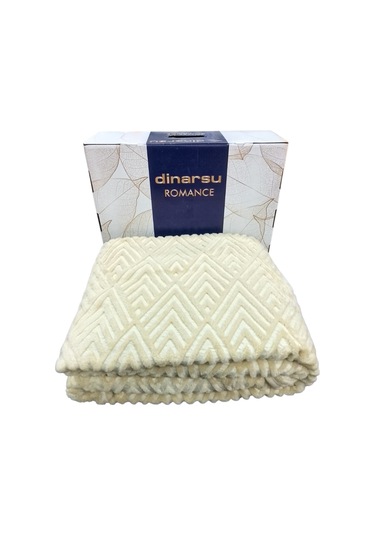 Romans Emboss Tek Kişilik Battaniye Bej Bej