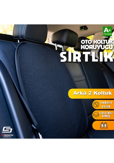 Oto Arka Koltuk Sırt Koruyucu Kılıf Siyah Universal 2 Parça A+ Kalite