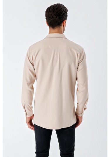 Bigdart 20193 Oversize Erkek Gömlek - Krem 001