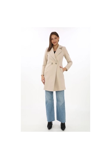 Kadın Kaşe Kaban Siyah Yünlü Dokuma, Kruvaze Yaka, Astarlı, Cepli, Kuşaklı Uzun Boy Tesettür Uyuml Bej Kadın Kaşe Kaban Siyah Yünlü Dokuma, Kruvaze Yaka, Astarlı, Cepli, Kuşaklı Uzun Boy Tesettür Uyuml Bej